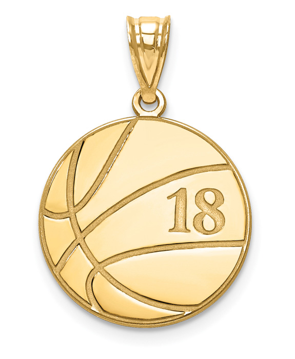 Personalized 14K Gold Basketball Necklace with Number and Name