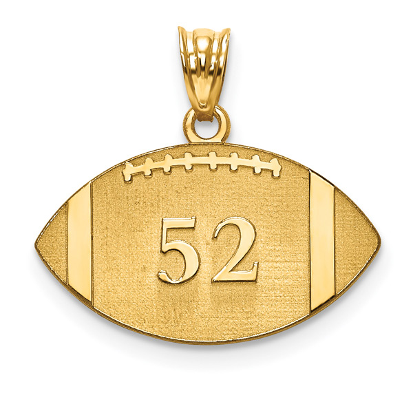 Personalized 14K Gold Football Pendant with Name and Number