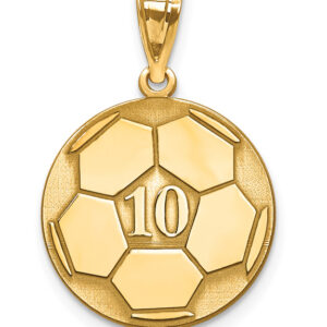 Personalized 14K Gold Soccer Ball Pendant with Number and Name