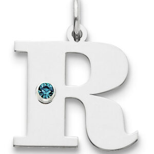 Personalized Initial Birthstone Charm Pendant in Sterling Silver