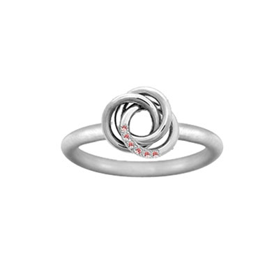 Personalized Love Knot Ring with Cubic Zirconia Stones in Sterling Silver