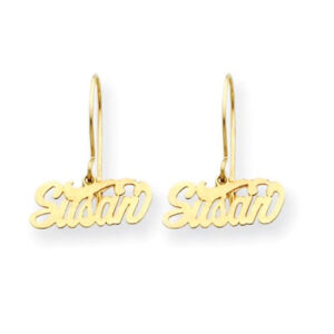 Personalized Name Dangle Earrings, 14K Gold