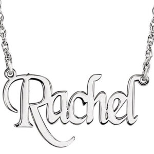 Personalized Name Necklace with Unique Block Font in White Gold