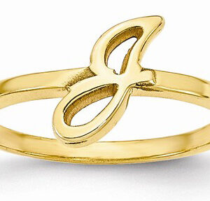 Personalized Script Initial Ring, 14K Yellow Gold