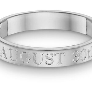 Personalized Wedding Date Ring, 14K White Gold
