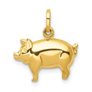 Pig Charm Pendant, 14K Gold