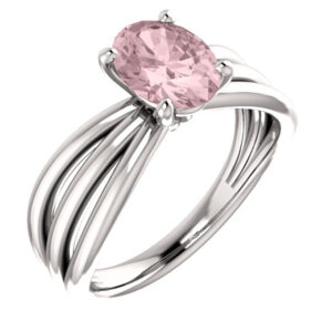 Pink Morganite Trinity Band Ring in 14K White Gold