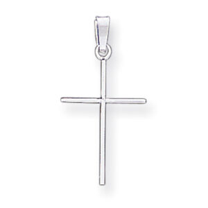 Plain 14K White Gold Cross Necklace Pendant for Women