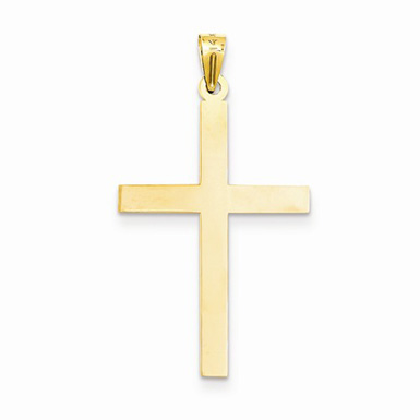 Plain High-Polished Cross Pendant in 14K Yellow Gold