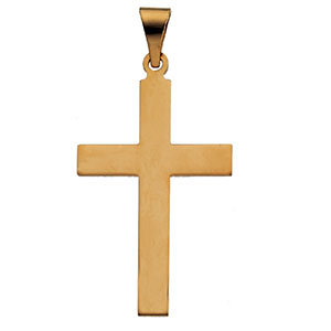 Plain Polished Cross Pendant, 14K Yellow Gold
