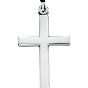 Plain Polished Platinum Cross Pendant