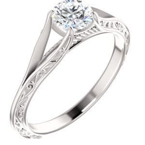 Platinum 0.50 Carat Paisley Embrace Diamond Engagement Ring