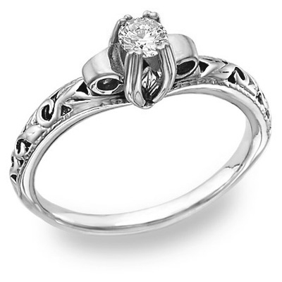 Platinum Art Deco 1/4 Carat Diamond Engagement Ring