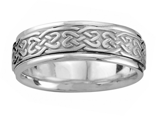 Platinum Celtic Heart Knot Wedding Band Ring