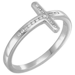Platinum Diamond Cross Ring for Women