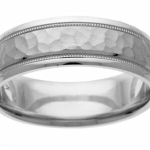 Platinum Handcrafted Hammered Wedding Ring
