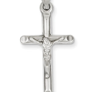 Polished 14K White Gold Crucifix Pendant