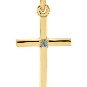 Polished Genuine Alexandrite Cross Pendant, 14K Gold