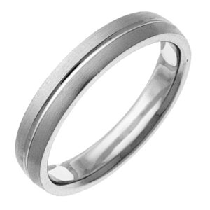 Polished Groove Platinum Wedding Band Ring