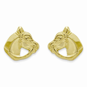 Polished Horse Head Post Earrings, 14K Gold
