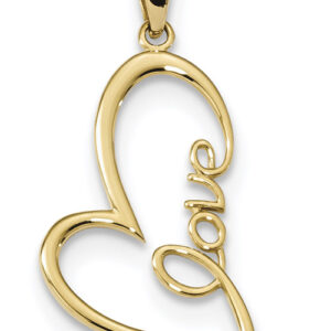 Polished Love Heart Pendant, 14K Gold