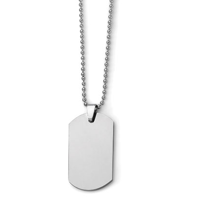 Polished Tungsten Dog Tag Necklace