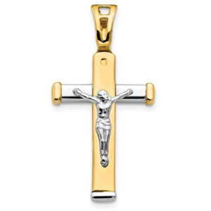 Prince of Life Crucifix Necklace in 14K Two-Tone Gold