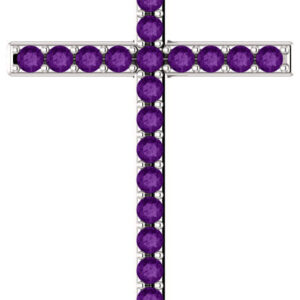 Prince of Life Purple Amethyst Cross Pendant in White Gold