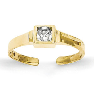 Princess-Cut CZ Toe Ring, 10K Gold