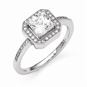 Princess-Cut Cubic Zirconia Stone Ring in Sterling Silver
