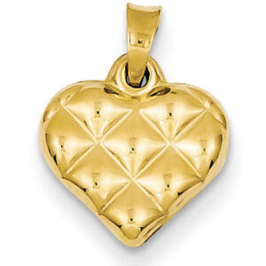 Quilted Heart Pendant, 14K Gold