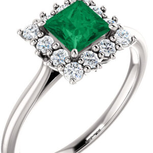 Rainforest Green Topaz Princess-Cut Ring in Sterling Silver