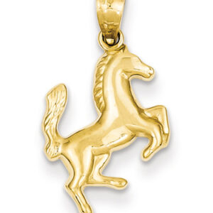 Rearing Horse Pendant, 14K Gold