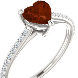 Red Auburn Heart-Cut Mozambique Garnet and Diamond Ring