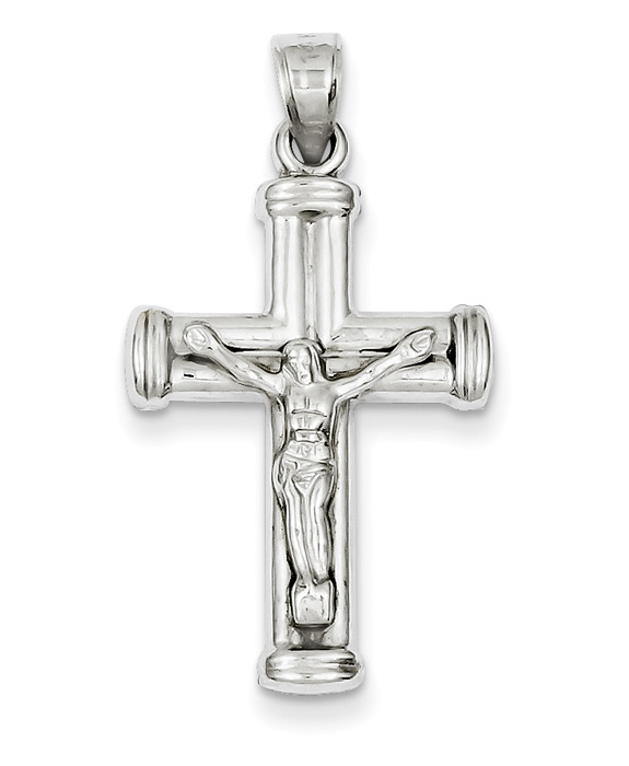 Reversible 14K White Gold Crucifix Cross Pendant