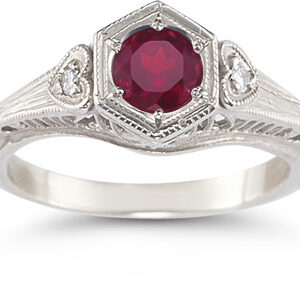 Rhodolite Garnet and Diamond Heart Ring