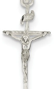 Rough-Cut Crucifix Pendant, Sterling Silver