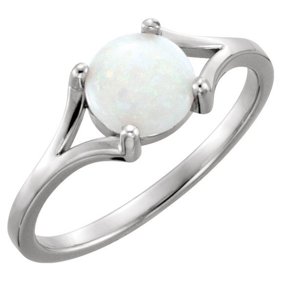 Round Australian Cabochon Opal Ring