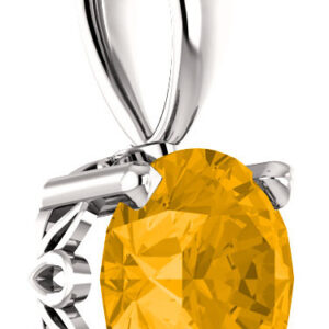 Round Yellow Citrine Solitaire Pendant in Sterling Silver