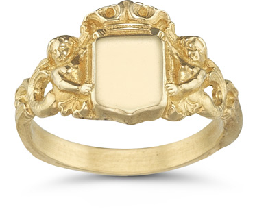 Royal Mermaid Signet Ring, 14K Yellow Gold