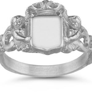 Royal Mermaid Signet Ring in 14K White Gold