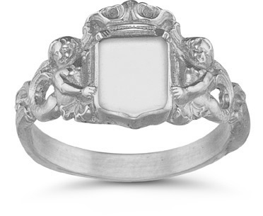 Royal Mermaid Signet Ring in 14K White Gold