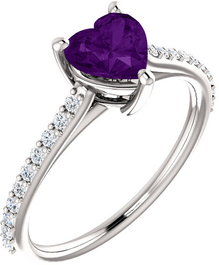 Royal-Purple Heart Amethyst Ring in Sterling Silver