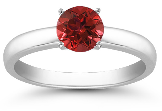 Ruby Gemstone Solitaire Ring in 14K White Gold