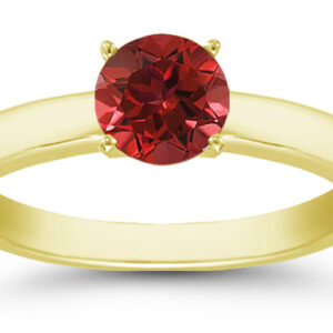 Ruby Gemstone Solitaire Ring in 14K Yellow Gold