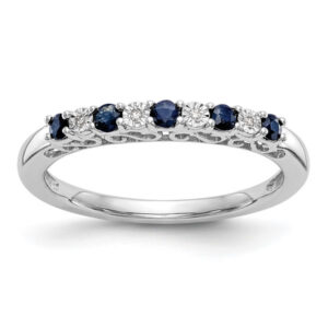 Sapphire and Diamond Paisley Style Ring, 14K White Gold