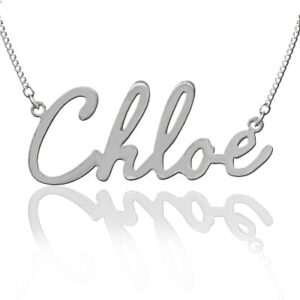 Script Name Necklace in White Gold