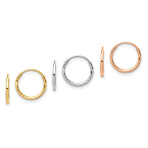 Set of 3 Tiny 14K Tri-Color Gold Hoop Earrings