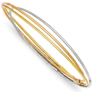 Set of 3 Tri-Color Gold Intertwining Bangle Bracelets