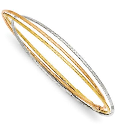 Set of 3 Tri-Color Gold Intertwining Bangle Bracelets